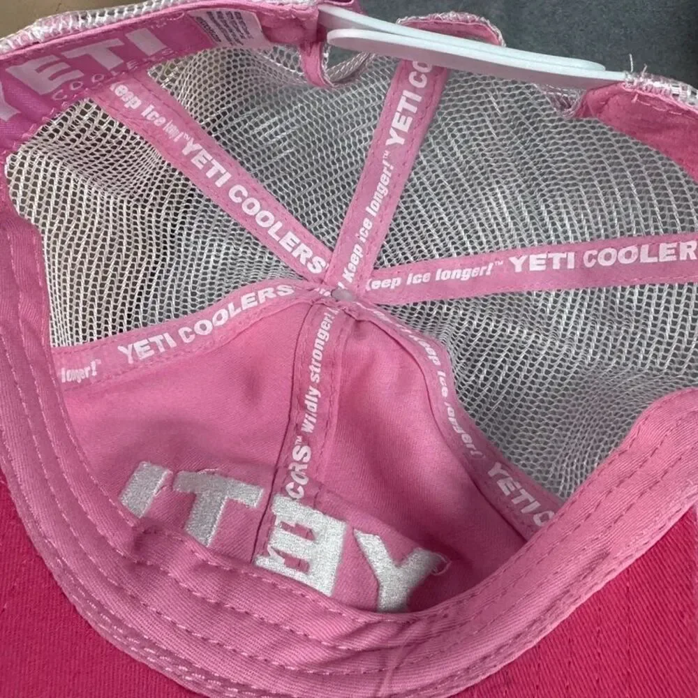 Yeti Coolers Hat Limited Edition Pink Adjustable Trucker Snap Back Mesh Cap